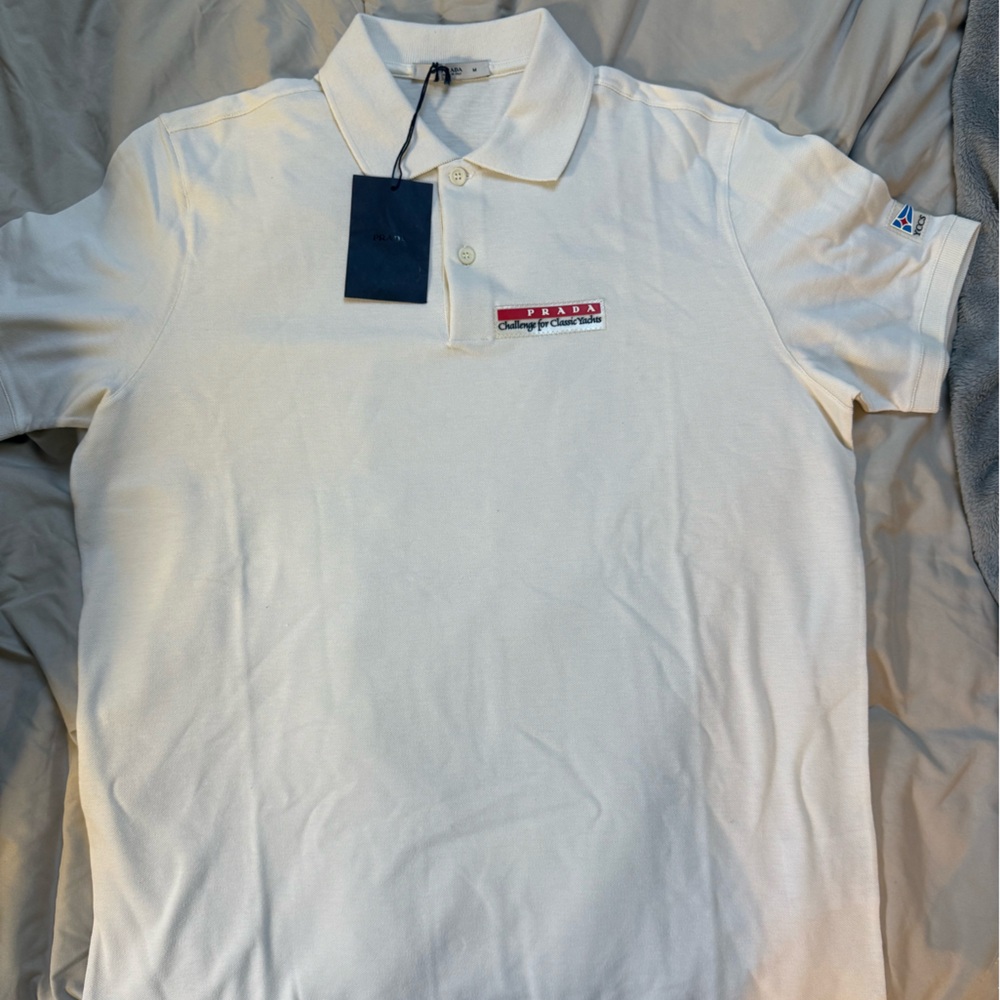 Prada Off-White Polo Shirt with Chest Logo